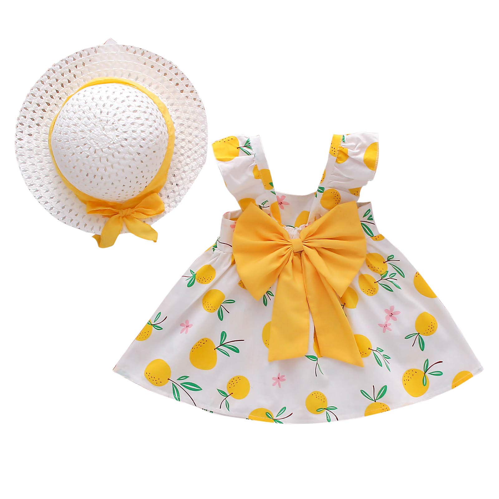 CLOTHBEST Baby Bibs for Girls - Adorable Lemon Print Princess Dress & Hat Outfits for Toddlers | Soft & Absorbent Drool Bibs for Mealtime, Playtime & Special Occasions