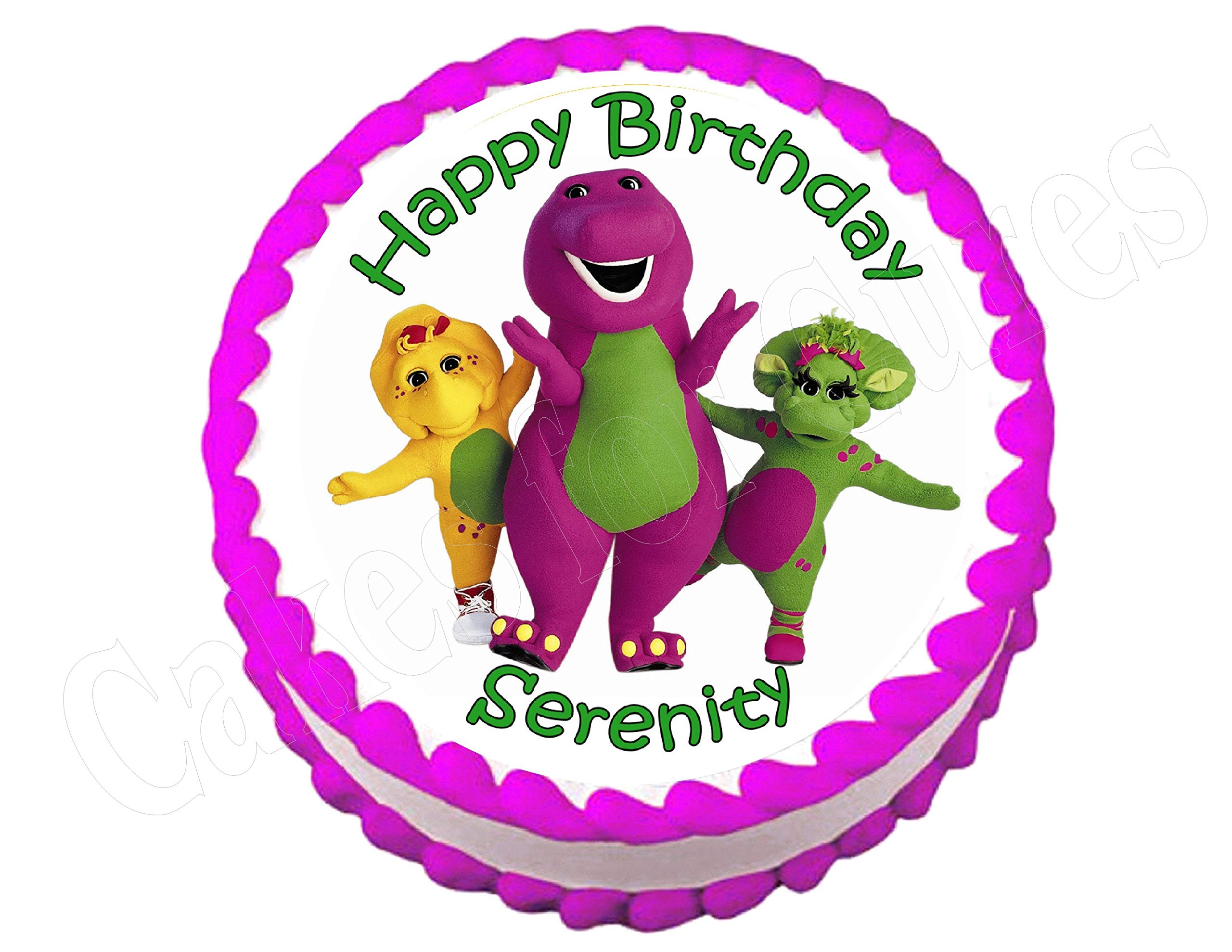 Barney Round Edible Cake Topper - Custom Printed Birthday Cake Decoration for Kids' Parties & Baby Showers