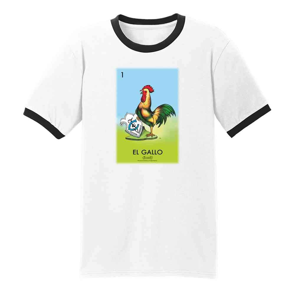Pop Threads Men's El Gallo Rooster Loteria Card Mexican Graphic T-Shirt - Authentic Latino Cultural Tee for Casual Wear & Hispanic Heritage Celebrations