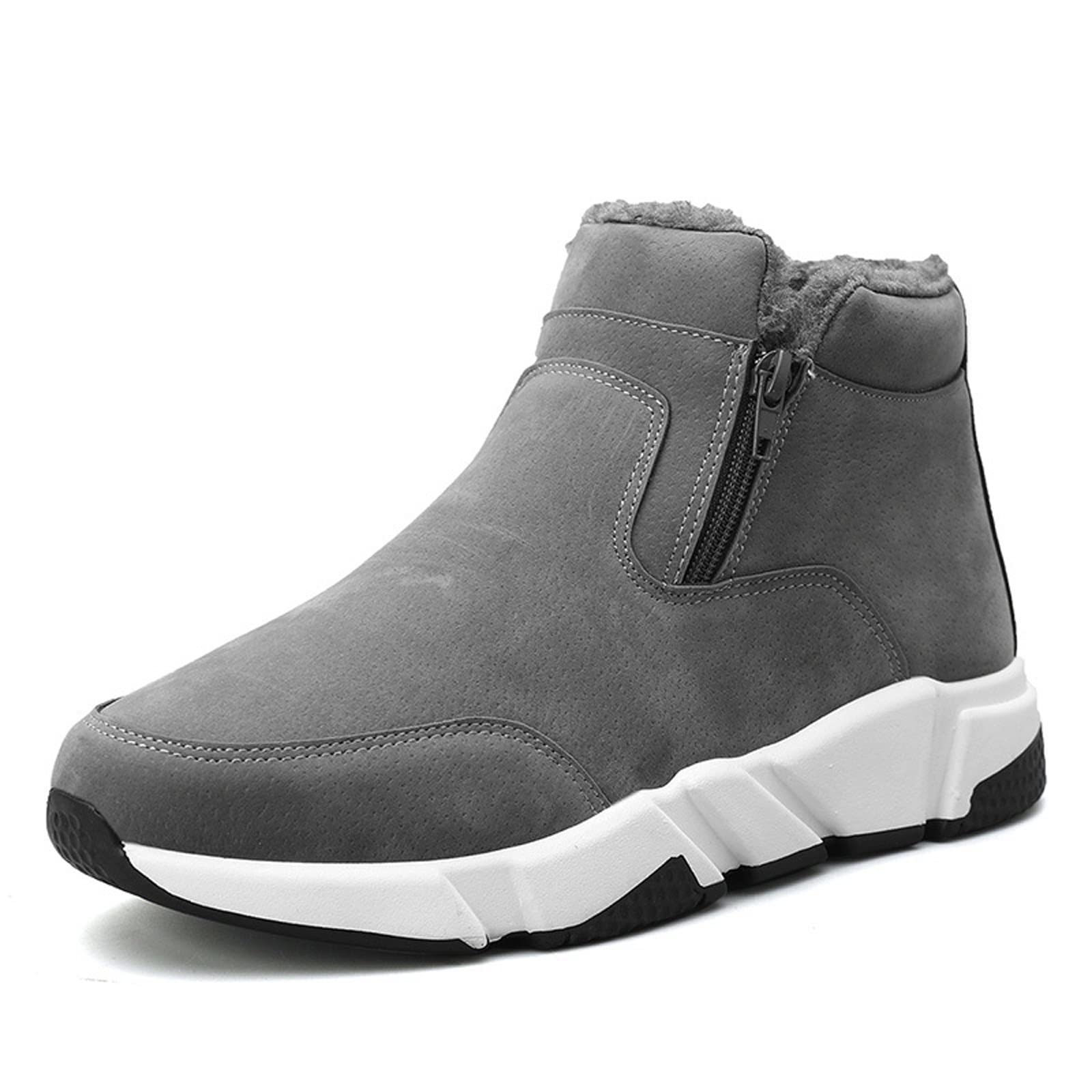 GAGC Men's Winter Snow Boots - Thick Warm Velvet Lined Cotton Shoes for Outdoor Cold Weather (Gray, Size 8.5) | Perfect for Snow Hiking, Ice Fishing & Winter Adventures