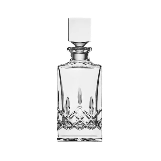 Premium Lismore Square Crystal Decanter Set - Elegant Glass Whiskey Decanter with Stopper for Bourbon, Scotch & Wine - Perfect for Home Bar, Gifts & Entertaining
