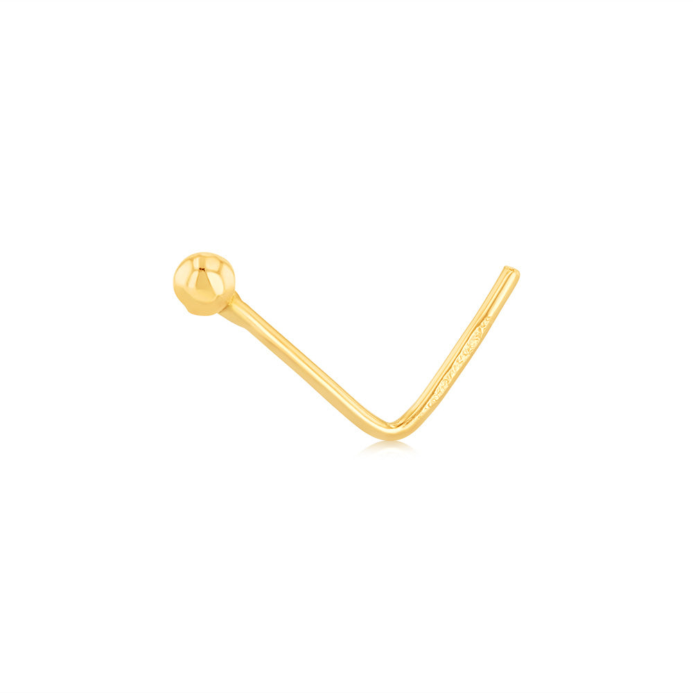 9ct Yellow Gold Ball Nose Piercing Stud - Hypoallergenic Nose Ring for Women & Men - Perfect for Everyday Wear & Special Occasions