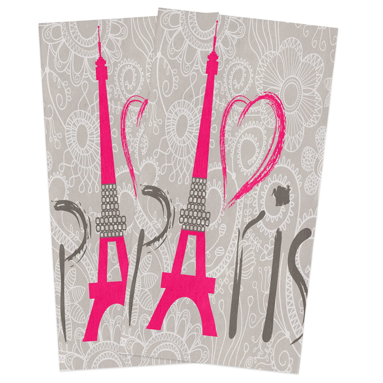 Premium Cotton Kitchen Towels Set - Super Absorbent French Paris Style Dishcloths (18x28 Inch, 2-Pack) | Reusable Cleaning Cloths for Kitchen, Bar, Tea & Hand Drying | Ideal for Daily Dishwashing, Counter Cleaning & Home Decor
