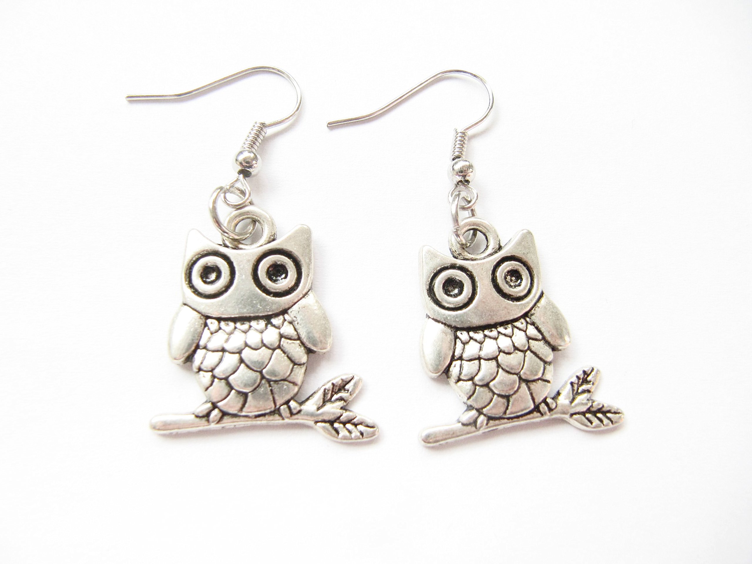 Owl on Branch Earrings - Sterling Silver Owl Jewelry, Cute Animal Earrings for Women | Perfect for Nature Lovers, Boho Style & Everyday Wear