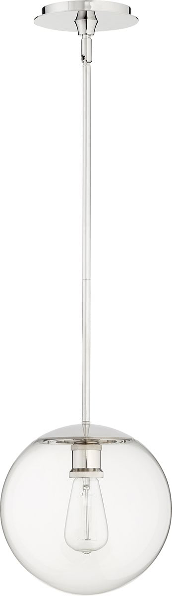 10W Single Light Pendant Light Fixture in Polished Nickel Finish - Perfect for Kitchen Island, Dining Room or Entryway Lighting