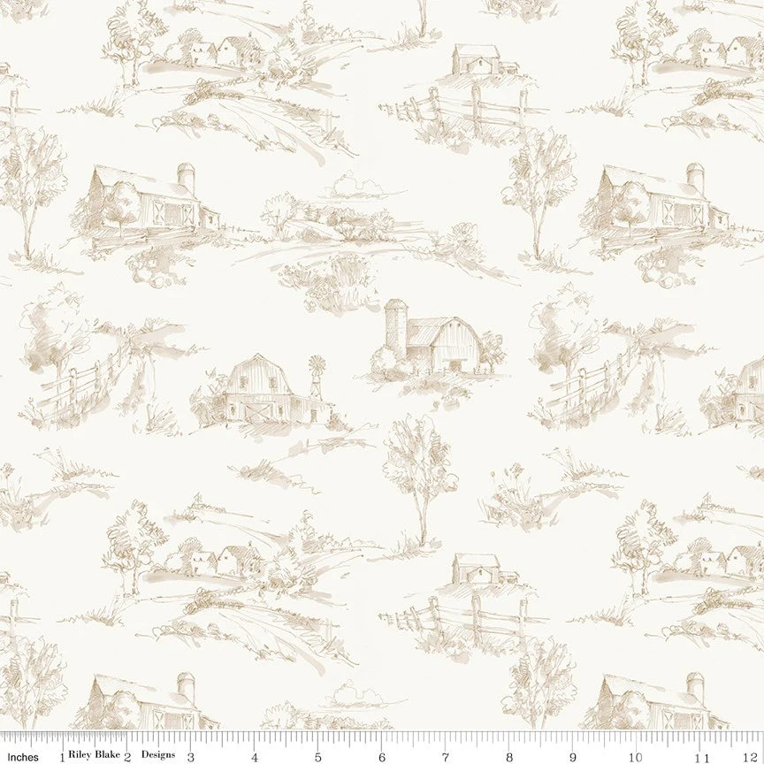 Countryside Landscape Art Print by Lisa Audit - Scenic Sand Design C14532 SAND | Perfect for Home Decor, Office Wall Art & Gift Ideas