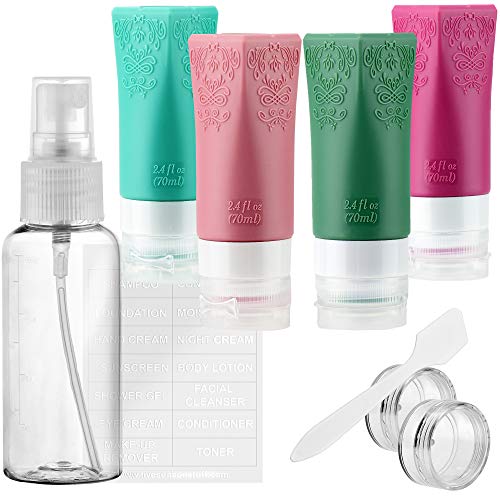 TSA Approved Travel Bottles for Toiletries - Leak Proof Silicone Squeeze Tubes, 5-Pack Travel Size Containers for Carry On Luggage | Perfect for Airplane Trips, Gym, Camping & Vacation Essentials