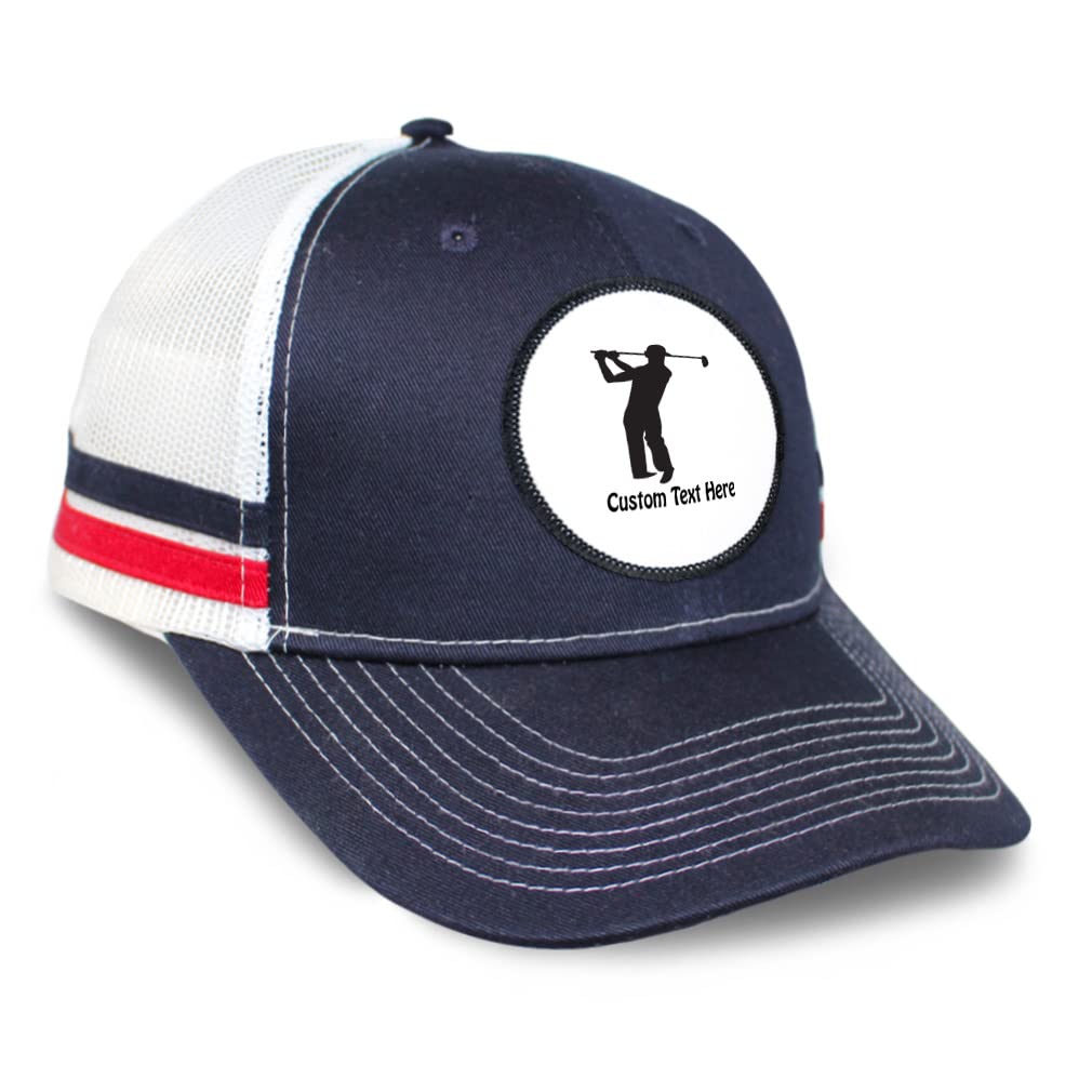 Custom Embroidered Golf Silhouette Patch Trucker Baseball Cap for Men - Perfect for Golfing, Outdoor Sports & Casual Wear