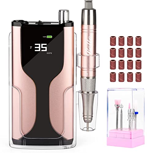Rechargeable Nail Drill 35000RPM - Professional Acrylic Nail Drill Machine with 7 Bits | Portable Electric Nail File Kit for Home Salon & Manicure | Perfect for DIY Nail Art, Gel Polish Removal & Nail Extension