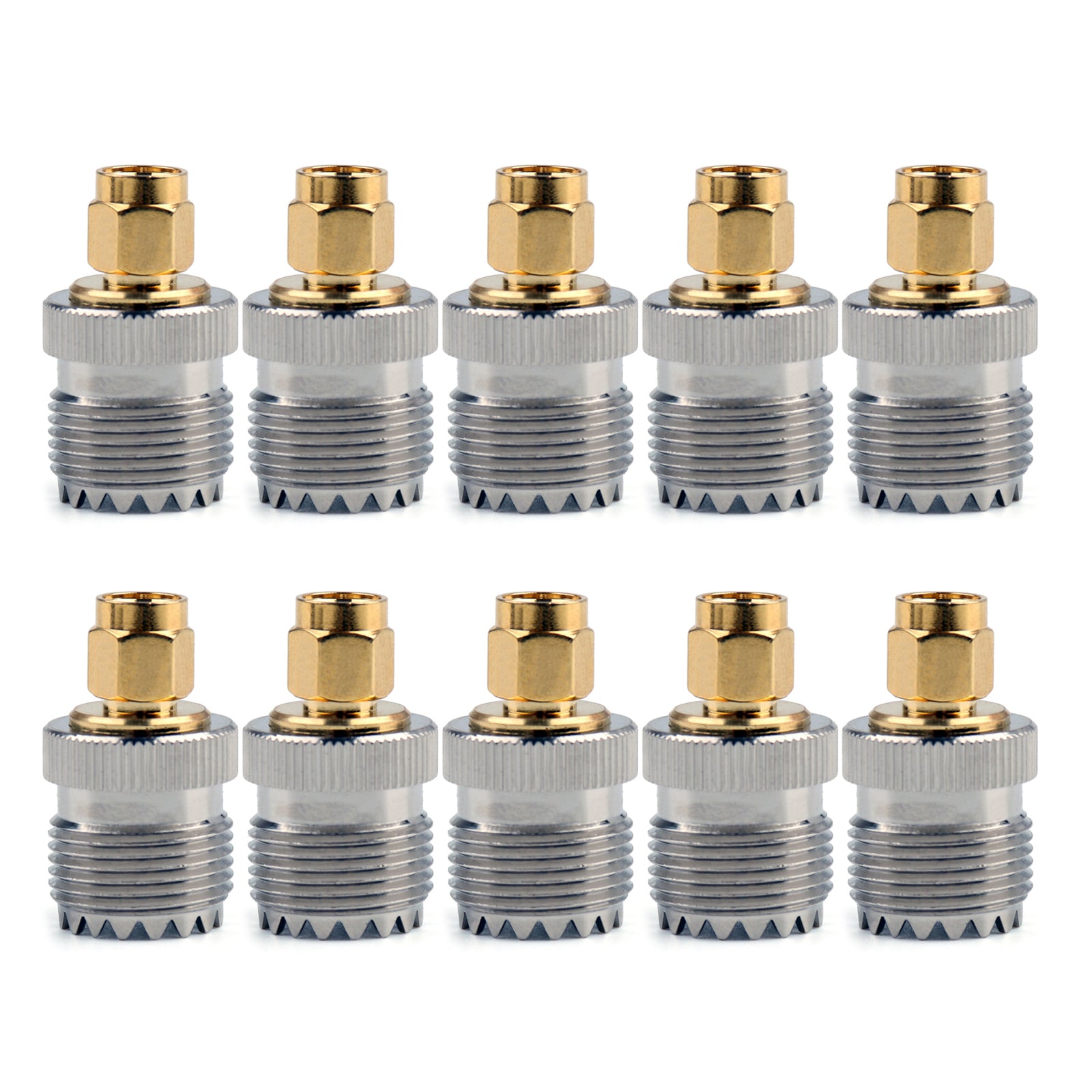 10Pcs SO239 UHF Female to SMA Male RF Connector Adapter - Straight F/M Plug for Ham Radio, Antenna, CCTV, and Communication Equipment