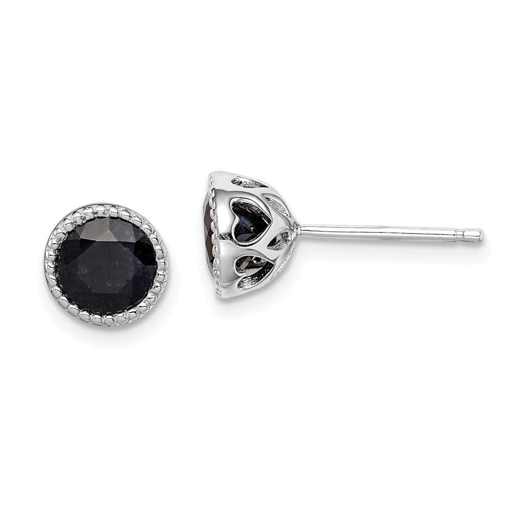 925 Sterling Silver Rhodium-Plated Black Sapphire Stud Earrings for Women - Elegant Minimalist Jewelry for Everyday Wear, Date Night & Special Occasions