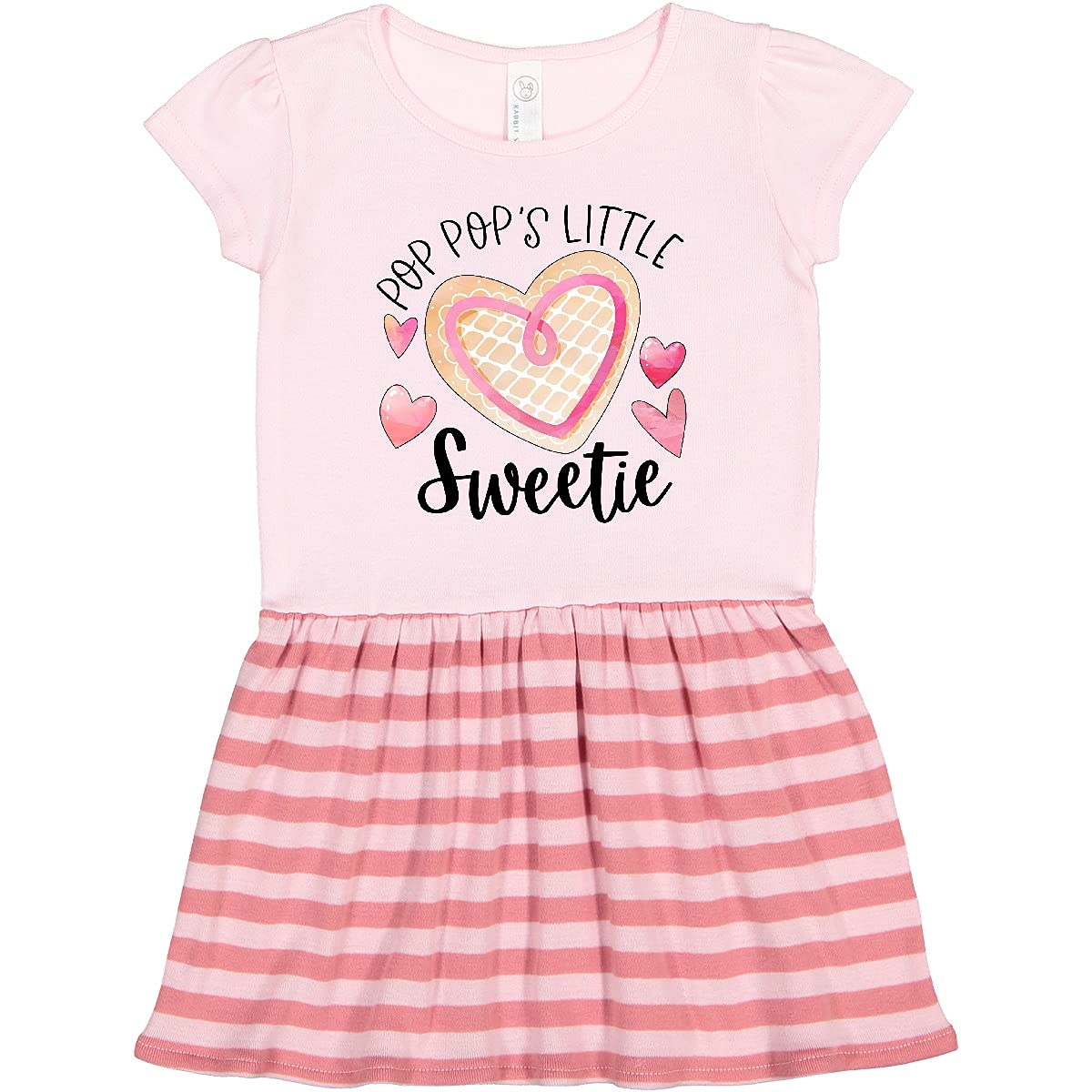 Inktastic Pop Pop's Little Sweetie Pink Heart Cookie Toddler Dress - Cute Outfit for Girls, Birthday, Family Photos & Special Occasions