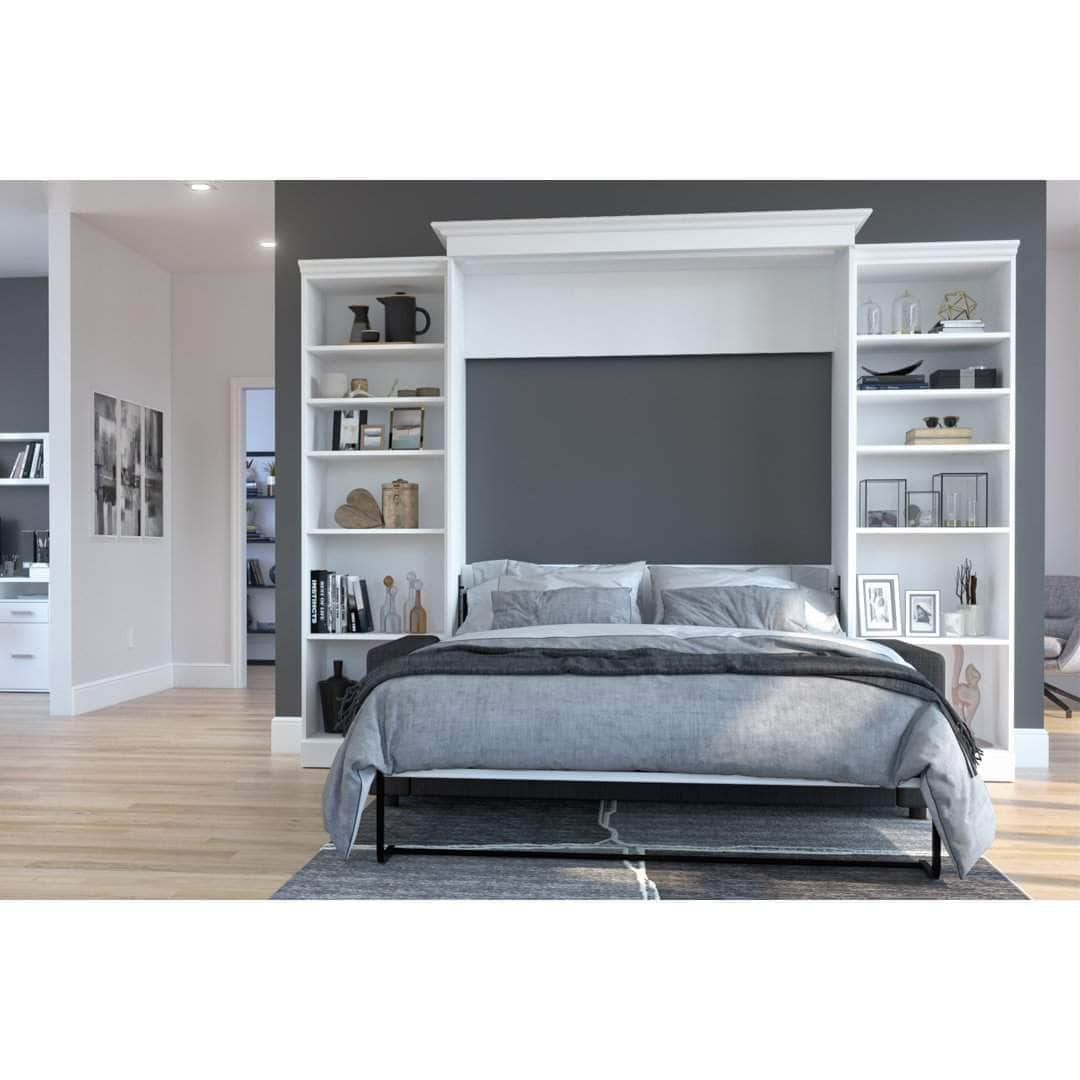 Space-Saving Queen Murphy Wall Bed with 2 Storage Units & Convertible Sofa (115