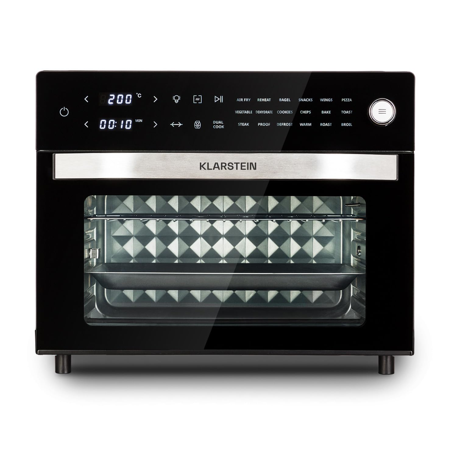 Klarstein Vigor Air XL 30L Air Fryer - 1800W Large Capacity Hot Air Fryer with 18 Preset Programs, Dual Heating System (Top & Bottom), Black - Perfect for Family Cooking, Healthy Frying & Baking at Home