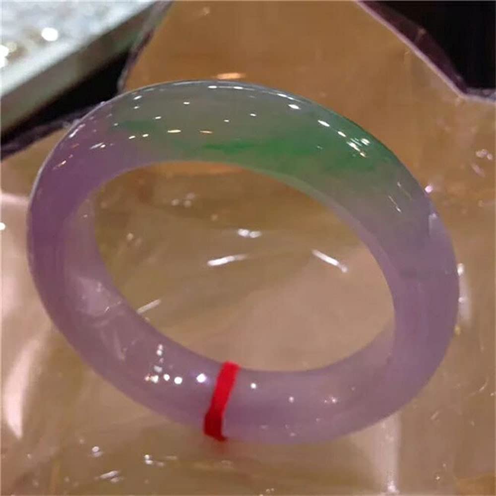 QVQV Genuine Jade Bangle Bracelet - Natural Floating Green Flower Ice Jade, Certified Yang Green Translucent Bangle with Gift Box | Perfect for Meditation, Healing & Luxury Fashion Accessories