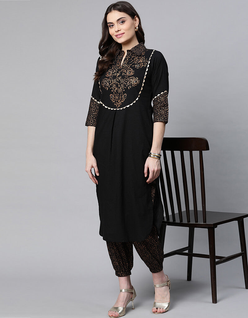 Black Pure Cotton Salwar Suit Pant for Women - Comfortable Traditional Indian Outfit for Festivals, Weddings & Special Occasions