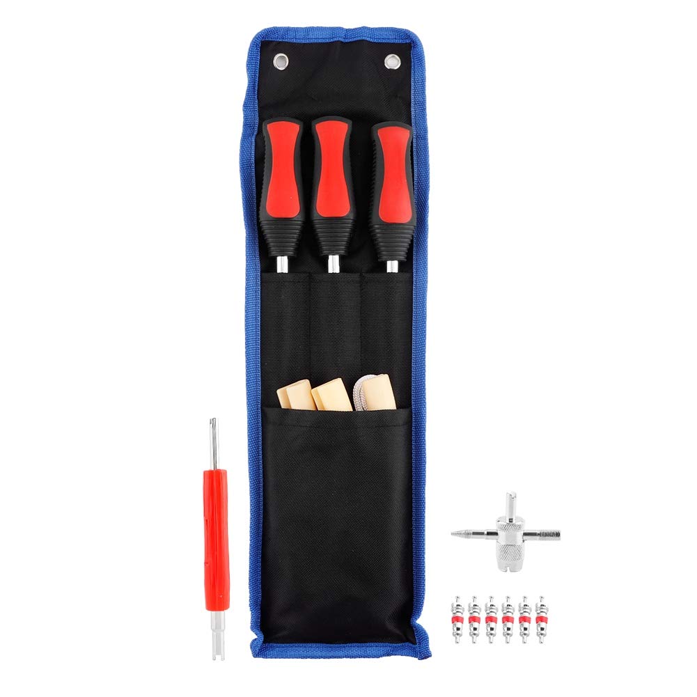 Qiilu 14.5 Inch Motorcycle Tire Changer Tool Kit - Heavy Duty Tire Spoon Lever, Rim Protector & Valve Tool for Bike Wheel Repair | Perfect for DIY Motorcycle Maintenance, Off-Road Tire Changes & Garage Workshops