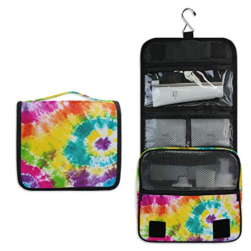 Linomo Hanging Travel Toiletry Bag for Women & Men - Waterproof Tie Dye Cosmetic Organizer with Hook - Perfect for Bathroom, Gym, Camping & Vacation Essentials