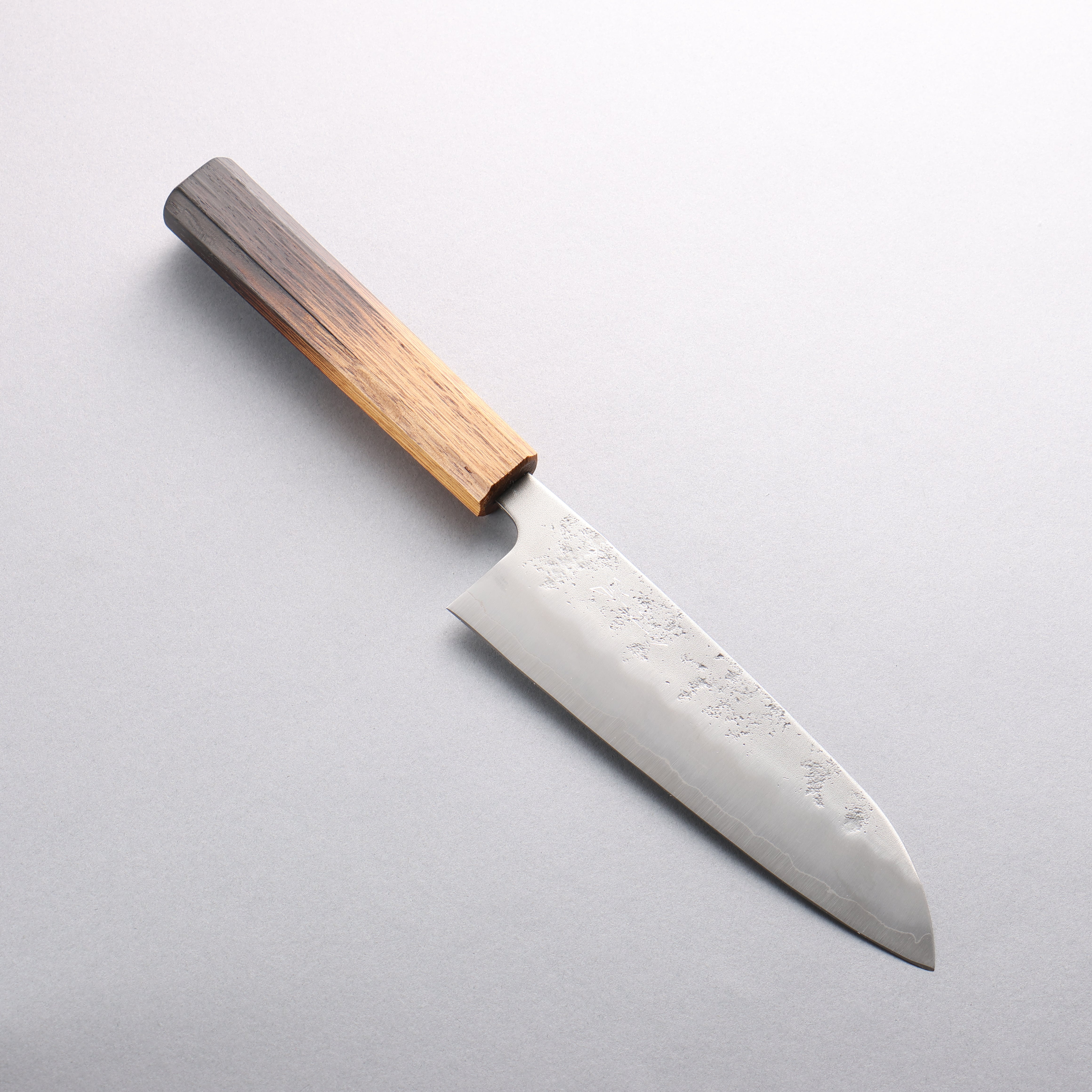 Premium Oul Silver Steel No.3 Nashiji Santoku Knife 165mm with Burnt Oak Handle - Japanese Chef Knife for Slicing, Dicing & Chopping Vegetables, Meat & Fish