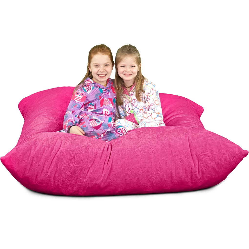 ULTIMATE SACK Oversized Bean Bag Chair - Giant Fluffy Floor Pillow for Adults & Kids, Pink Furry Bean Bag Sofa for Living Room, Bedroom, Game Room & Dorm - Comfy Lounge Furniture for Relaxing & Gaming
