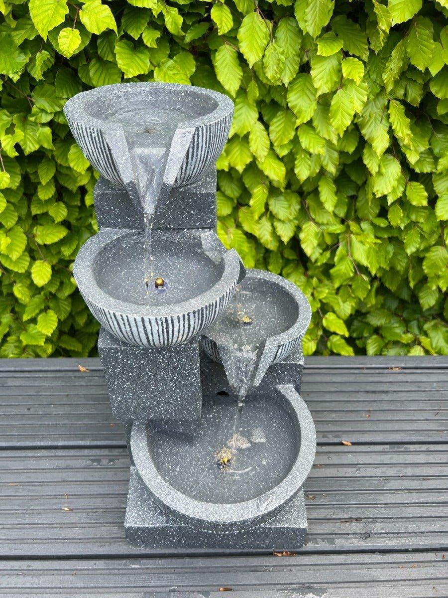4-Tier Solar-Powered LED Water Fountain with Cascading Water Bowls - 47