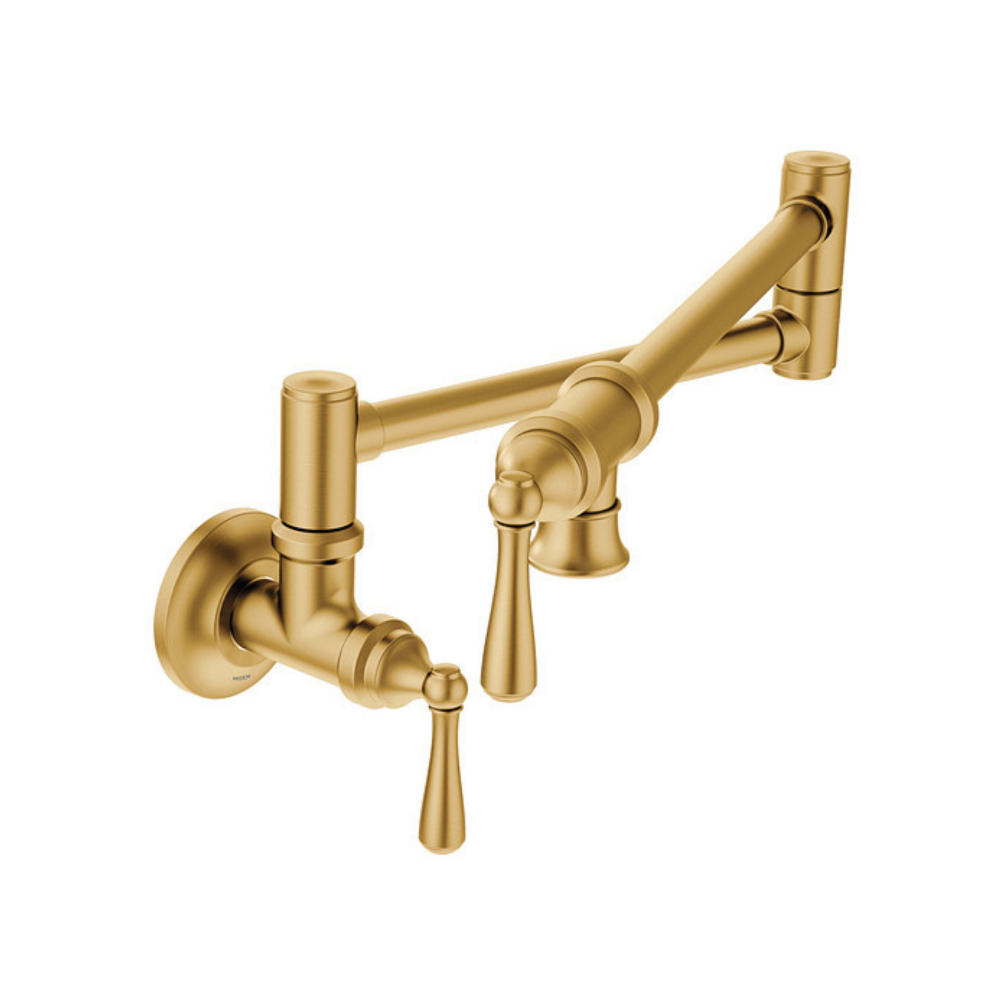 Moen Traditional Two-Handle Brushed Gold Pot Filler Kitchen Faucet - Perfect for Filling Large Pots & Pans While Cooking, Ideal for Home Chefs & Professional Kitchens