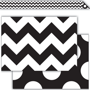 Black & White Chevron Double-Sided Border Trim - Perfect for Classroom Decor, Bulletin Boards, and Scrapbooking Projects