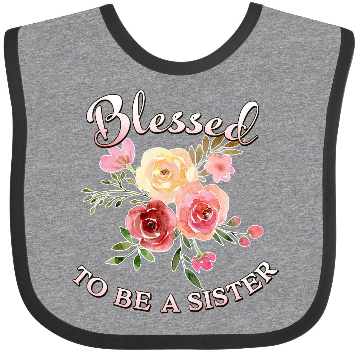 Blessed To Be a Sister Floral Baby Bib - Soft Cotton Feeding Bib for Infants & Toddlers - Perfect for Newborn Gifts, Sibling Announcements & Family Photos