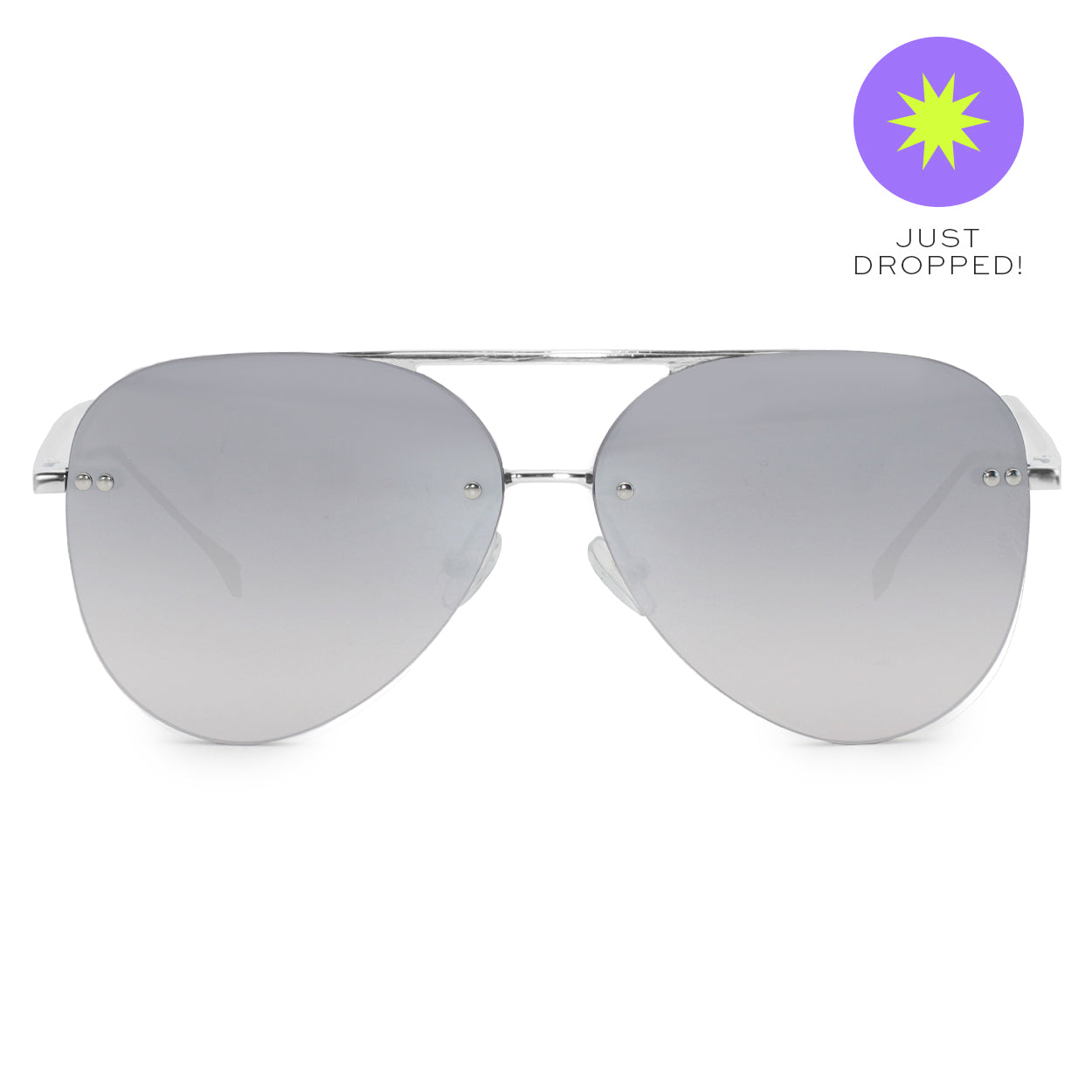 Smaller Megan 2 Silver Metal Aviator Sunglasses for Women - Classic Retro Pilot Style Shades with UV Protection - Perfect for Driving, Beach & Outdoor Activities