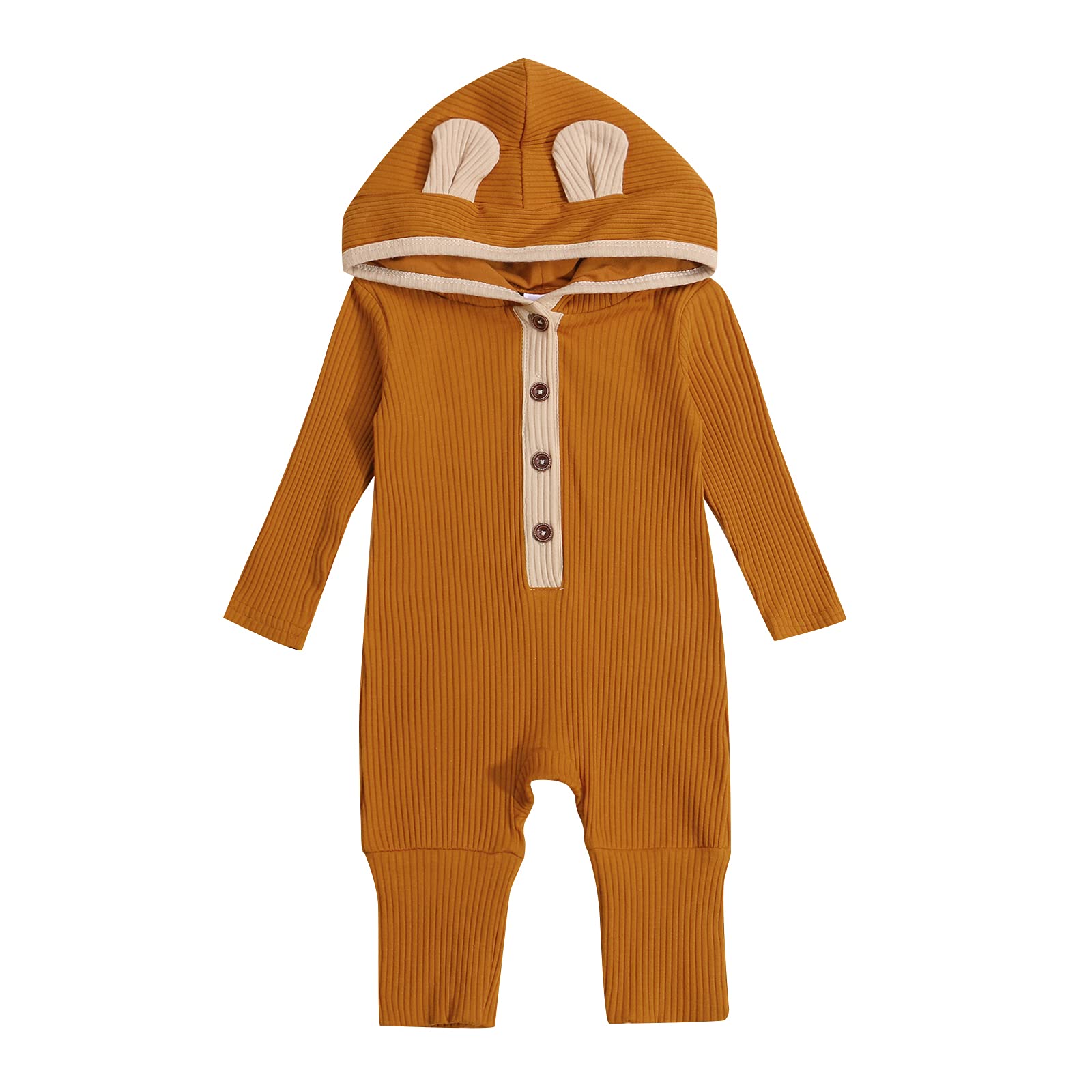 Adorable Newborn Baby Boy & Girl Clothes - Soft Long Sleeve Ribbed Bunny Ear Hooded Romper with Snap Buttons | Cozy Winter & Fall Outfits for Infants | Perfect for Photoshoots, Playtime & Family Gatherings