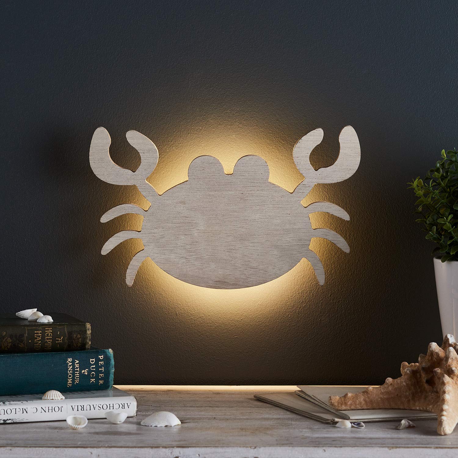Crab Shaped Battery Operated LED Night Light for Bedroom with Remote Control - Kids Room Decor, Nursery, Hallway, and Bathroom Nightlight for Safe Nighttime Navigation