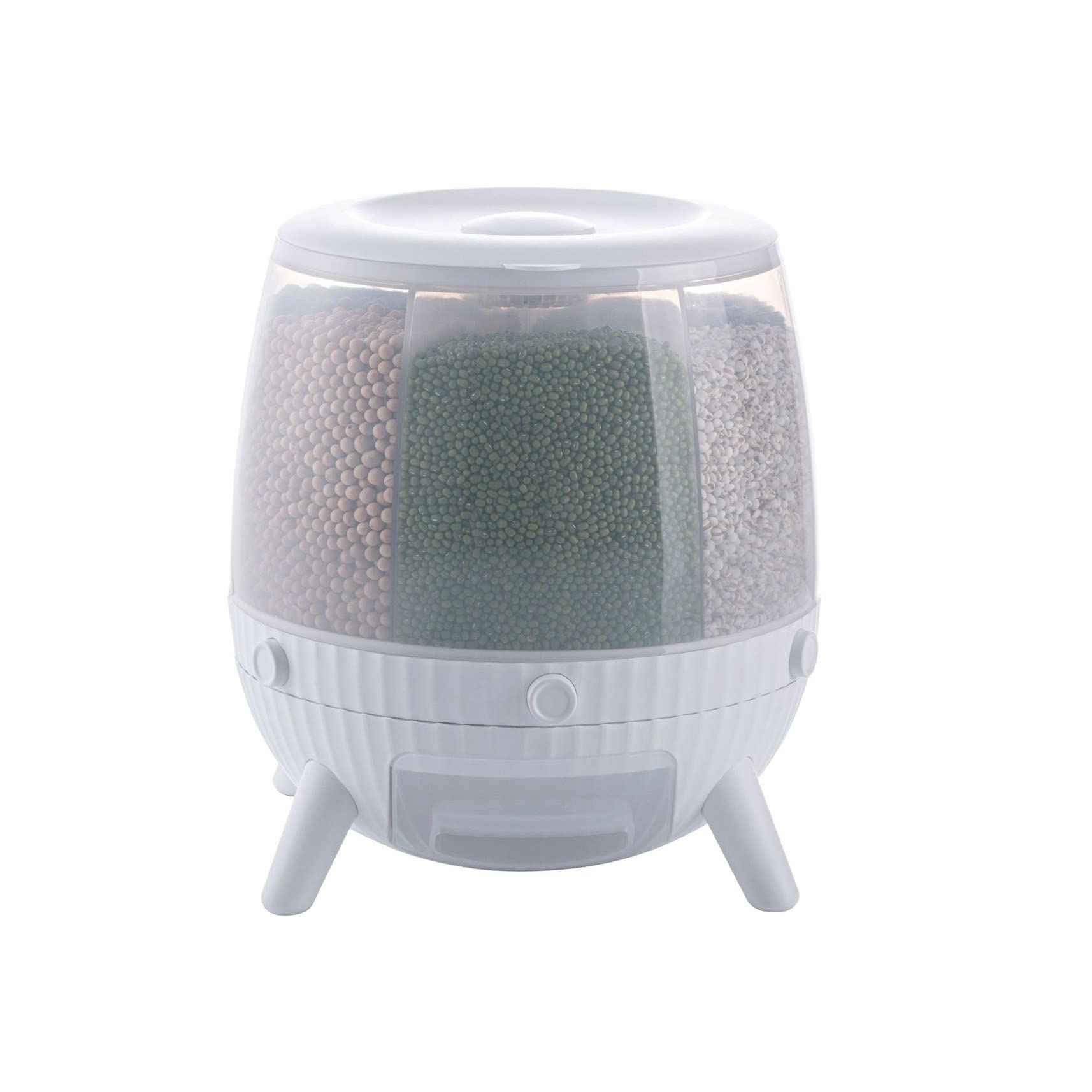 QRQ 6 Grids Rice Dispenser - 360° Rotating Airtight Food Storage Container | BPA-Free Plastic Rice Organizer with Insect-Proof Seal | Perfect for Kitchen Pantry, Countertop, and Bulk Food Storage