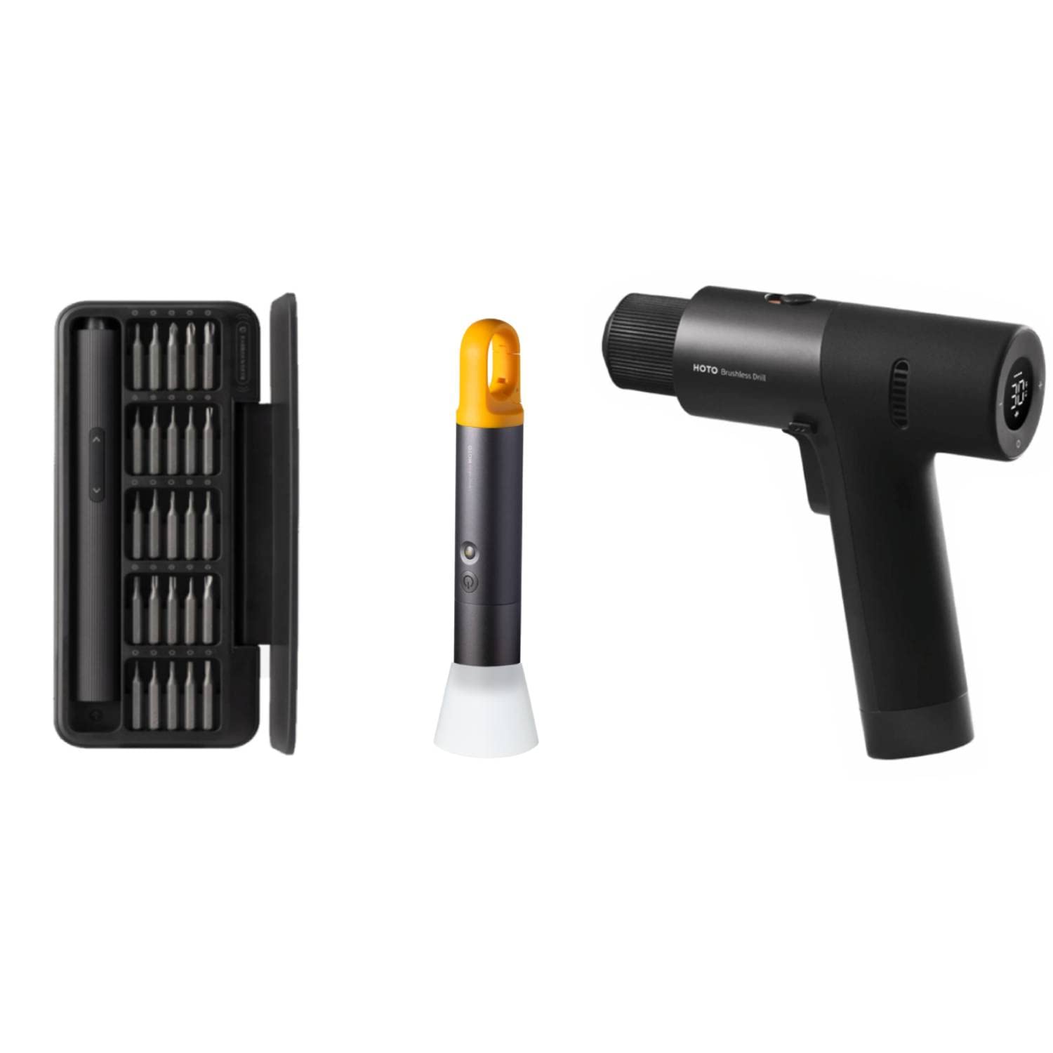 HOTO Precision Electric Screwdriver Set - Cordless Brushless Drill with LED Flashlight & Rechargeable Battery | Perfect for DIY Home Repairs, Furniture Assembly, Electronics Fixing and Small Projects