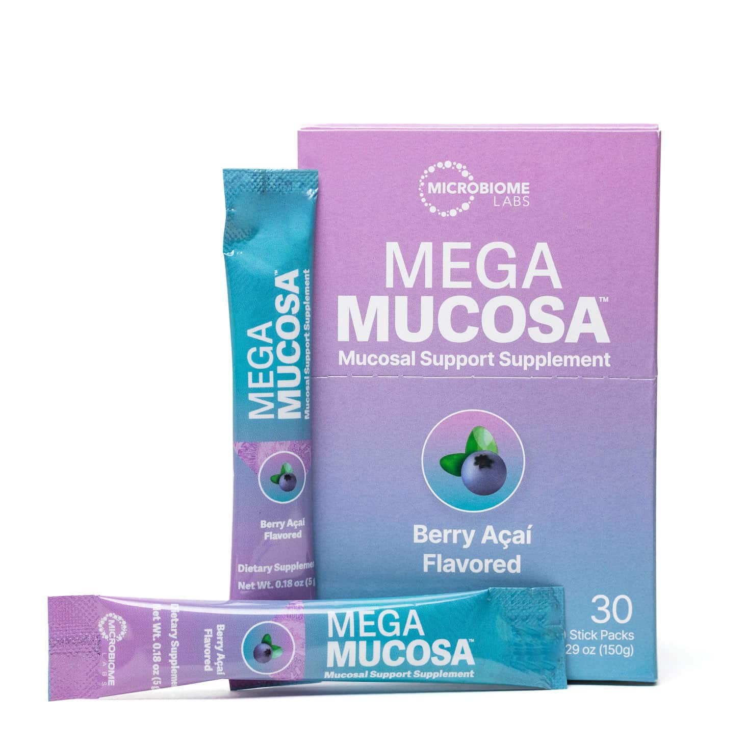 MegaMucosa™ Berry Acai - Gut Health Supplement with Prebiotics & Probiotics for Digestive Support - Immune Boosting Formula for Men & Women - Perfect for Daily Wellness Routine & Travel