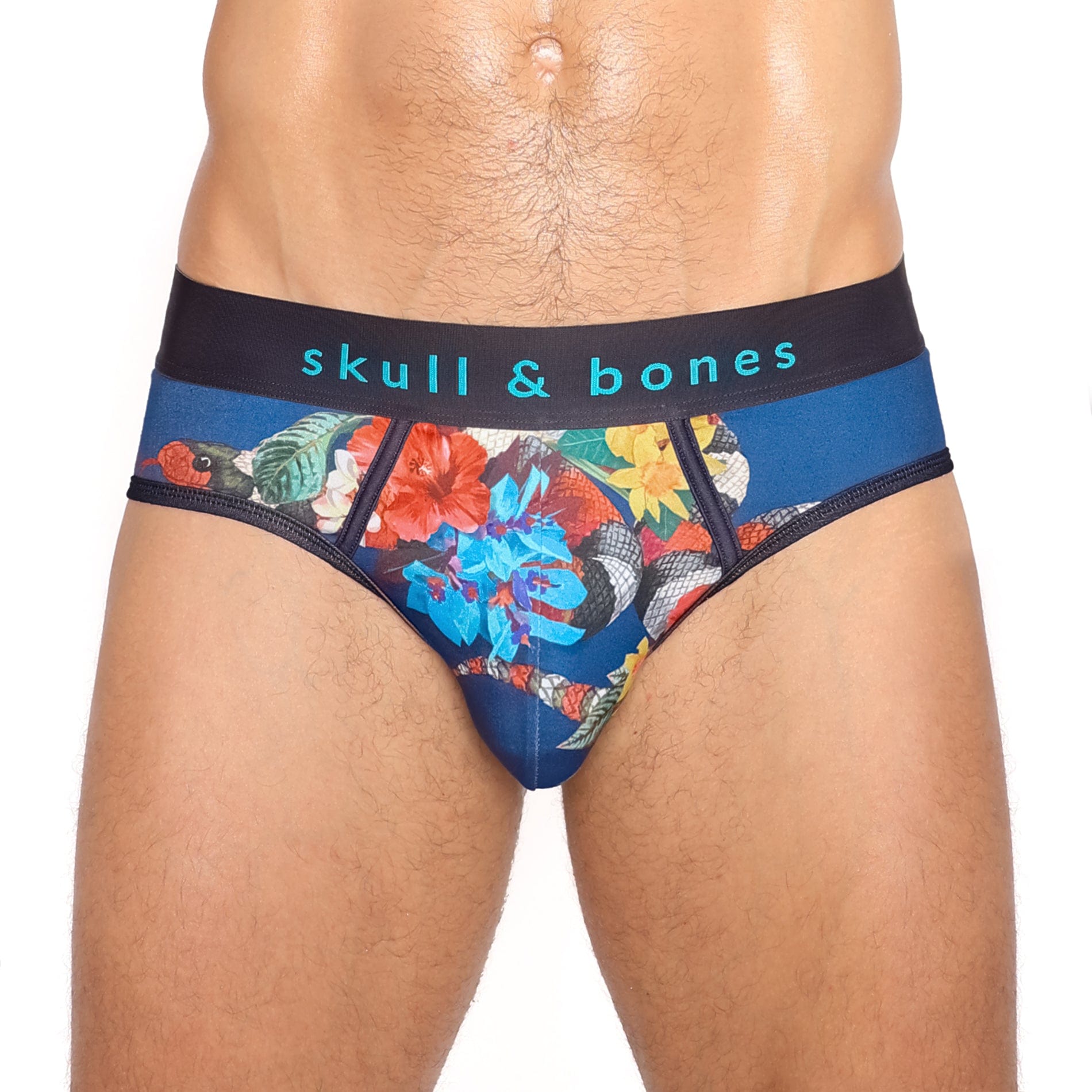 Floral Snake Print Men's Underwear - Soft Cotton Boxer Briefs for Comfort & Style - Perfect for Casual Wear, Lounge & Sleep