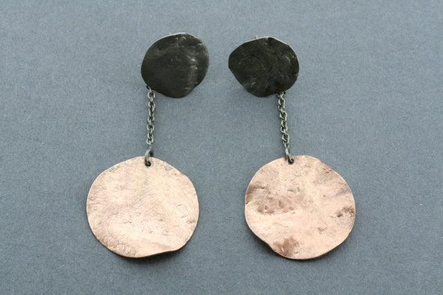 Oxidized & Rose Gold Plated Disc & Chain Earrings for Women - Boho Chic Dangle Earrings for Party, Wedding & Everyday Wear