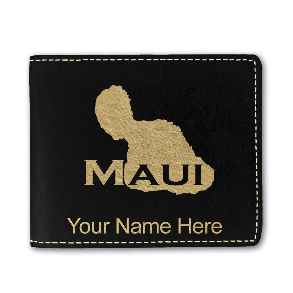 Personalized Engraved Faux Leather Wallet - Custom Name Gift for Men & Women - Perfect for Travel, Business & Everyday Use - Maui Island Inspired Design