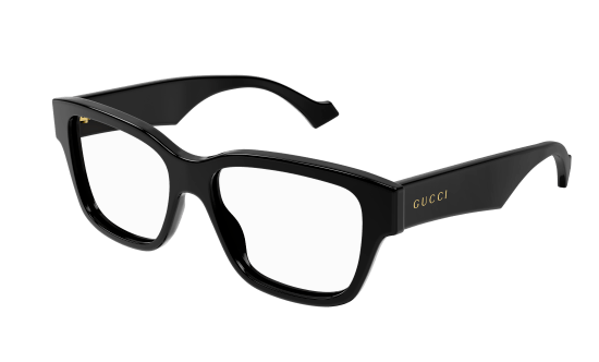 Gucci GG1428O 004 Black Clear Square Men's Eyeglasses - Classic Designer Frames for Men | Perfect for Business, Casual & Everyday Wear