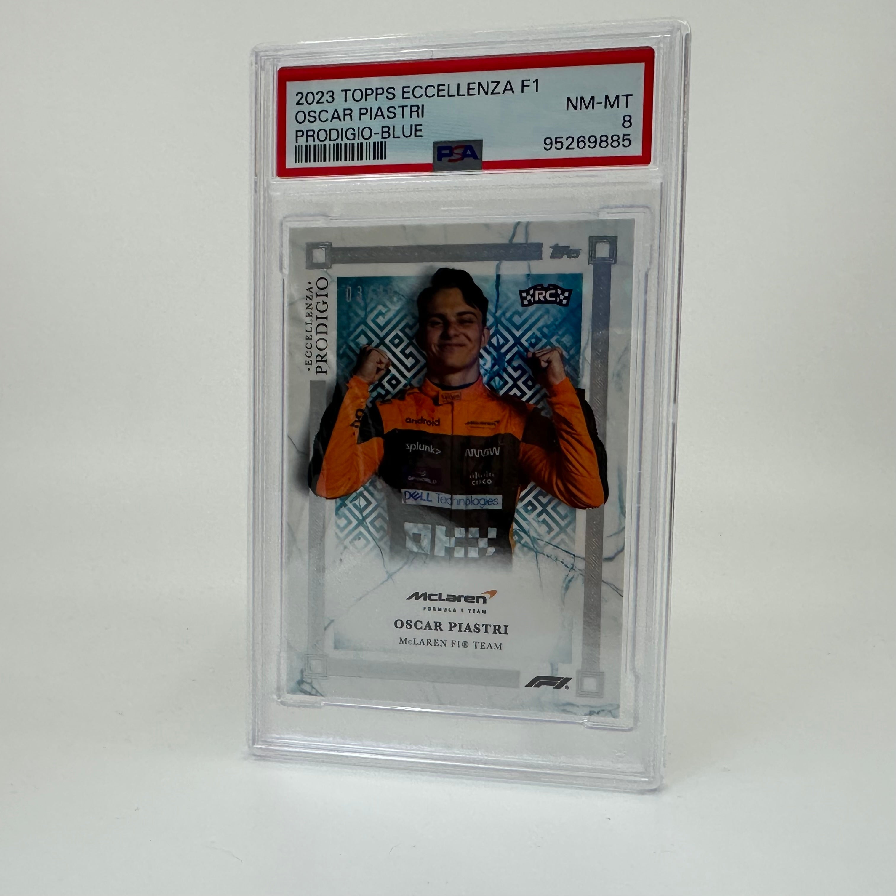 2023 Oscar Piastri Blue Eccellenza Prodigio PSA 8 /49 - Rare Rookie Card for F1 Collectors & Racing Fans - Perfect for Display, Investment & Memorabilia Collections