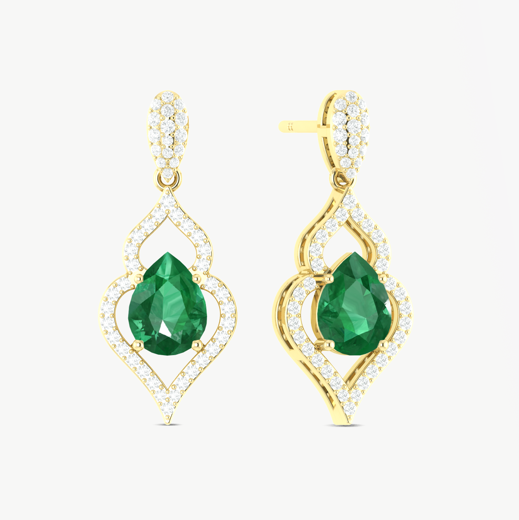 Emerald Gemstone Stud and Drop Earrings for Women - Elegant Green Stone Jewelry Set for Party, Wedding & Special Occasions
