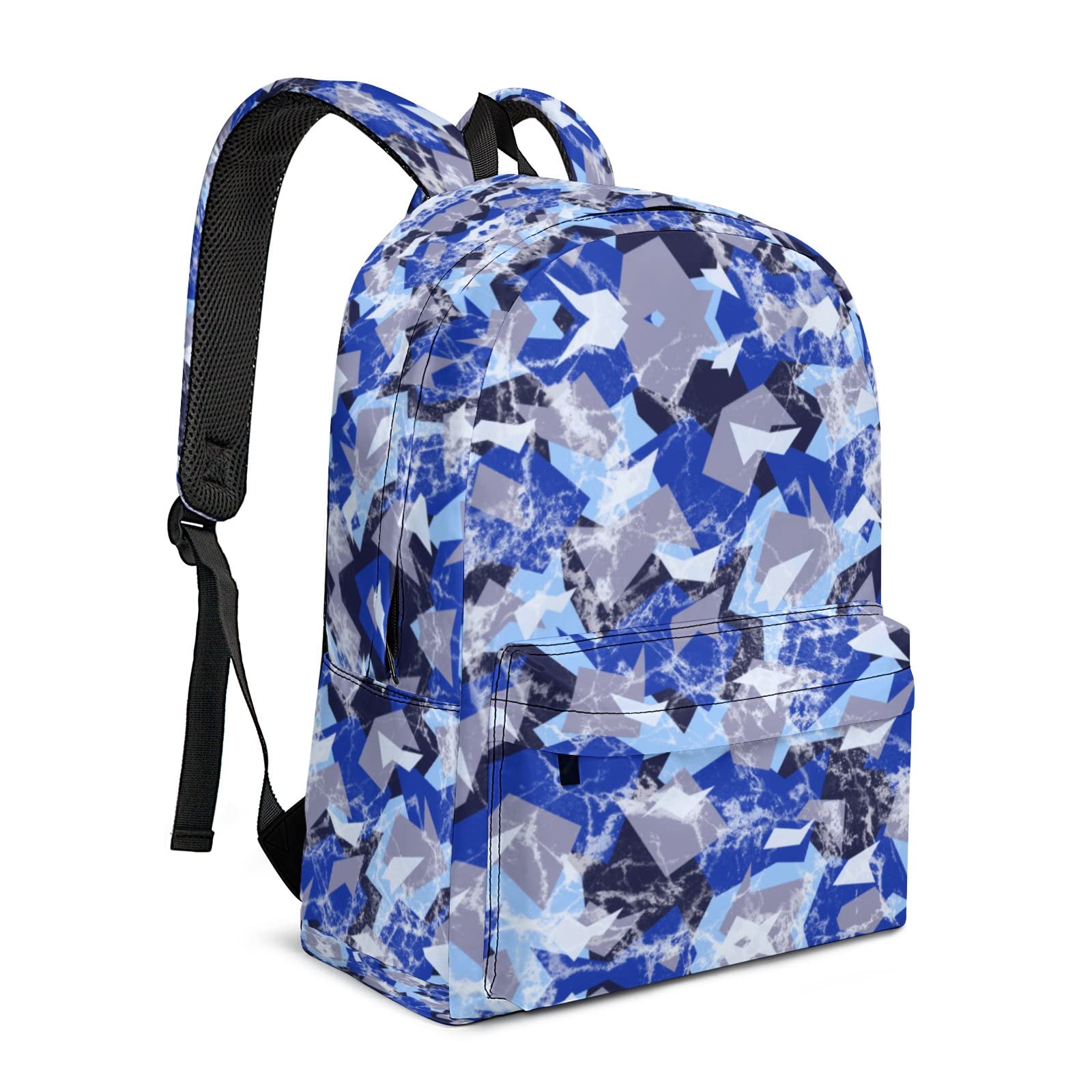 3D Blue Camo Backpack for Men & Women - Lightweight Laptop Bookbag with Multiple Pockets, Water Resistant School Backpack, Travel & College Daypack - Perfect for Work, Gym & Outdoor Adventures