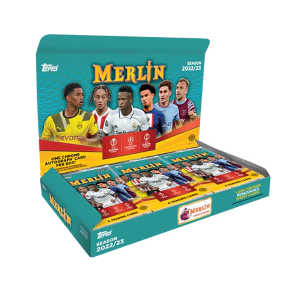 2022-23 Topps UEFA Club Competitions Merlin Chrome Soccer Hobby Box - 36 Packs with Autograph & Memorabilia Cards - Perfect for Soccer Collectors & Fantasy League Fans
