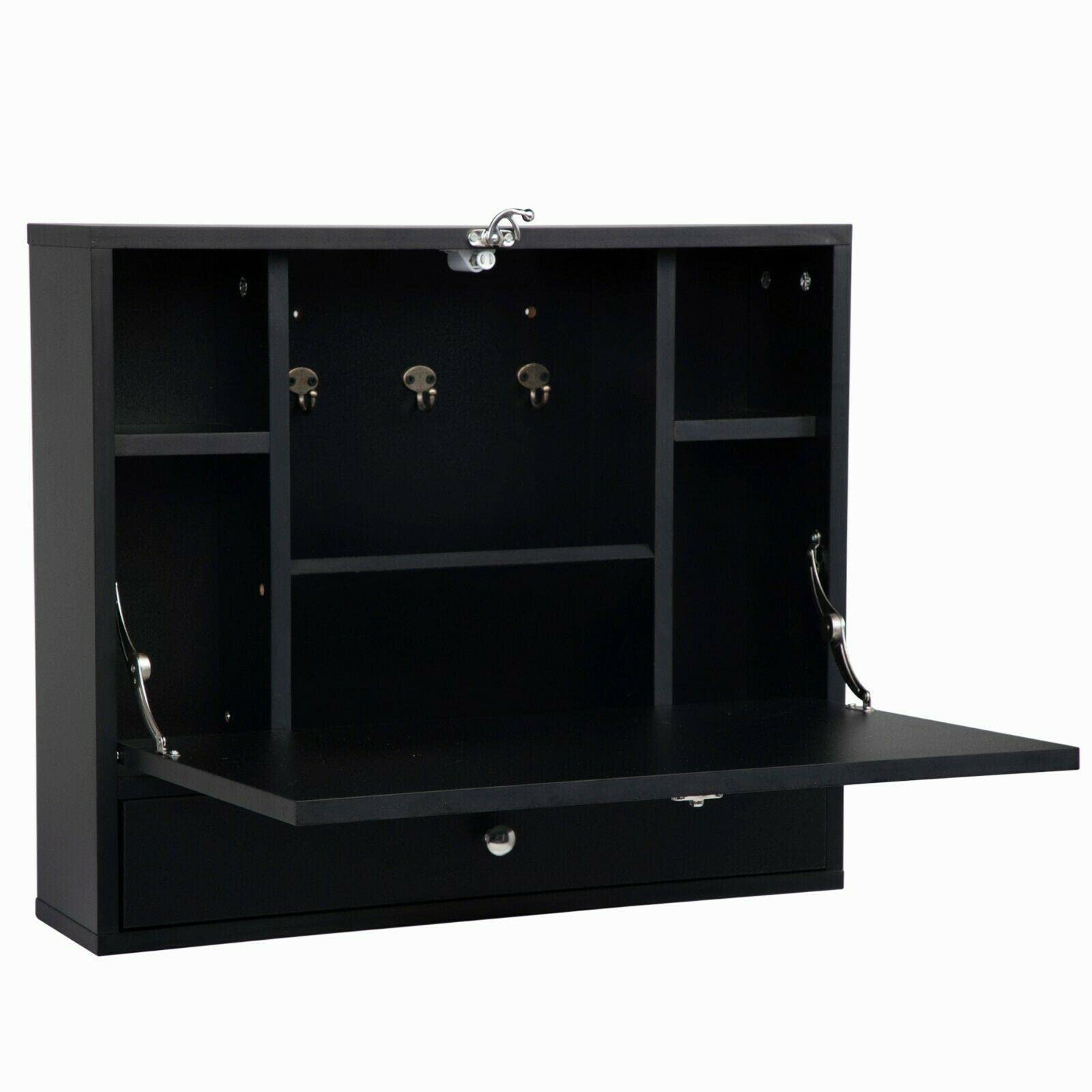 Wall Mounted Folding Desk with Storage Drawer - Space Saving Home Office Solution for Small Spaces