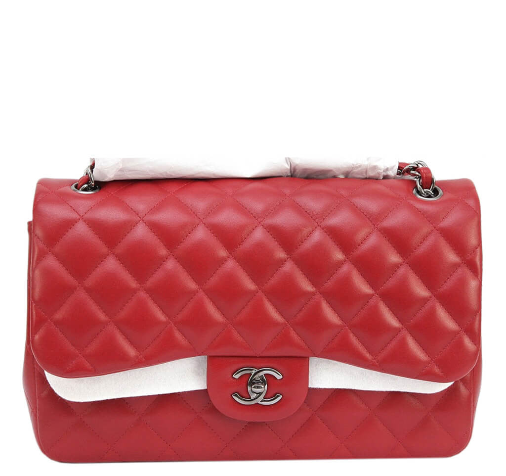 Authentic Chanel Jumbo Double Flap Bag in Red with Ruthenium Hardware - Luxury Handbag for Women, Perfect for Parties, Date Nights & Special Occasions