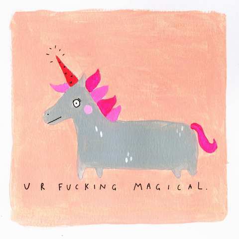 U R Fucking Magical Blank Birthday Card - Funny & Unique Greeting Card for Women & Men - Perfect for Birthdays, Celebrations & Special Occasions