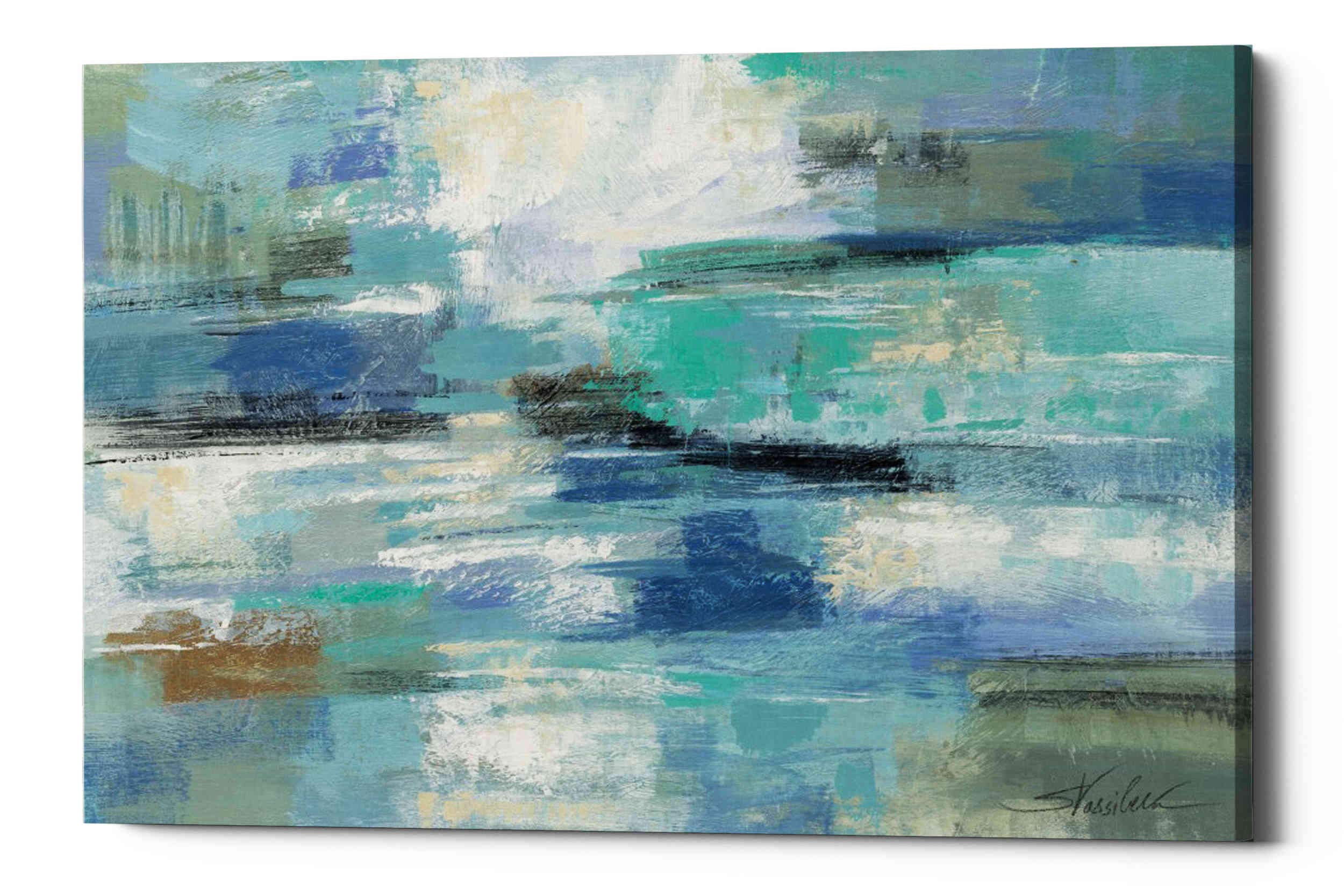 Silvia Vassileva 'Clear Water' Canvas Wall Art 40x60 Inches - Modern Ocean Painting for Living Room, Bedroom & Office Decor