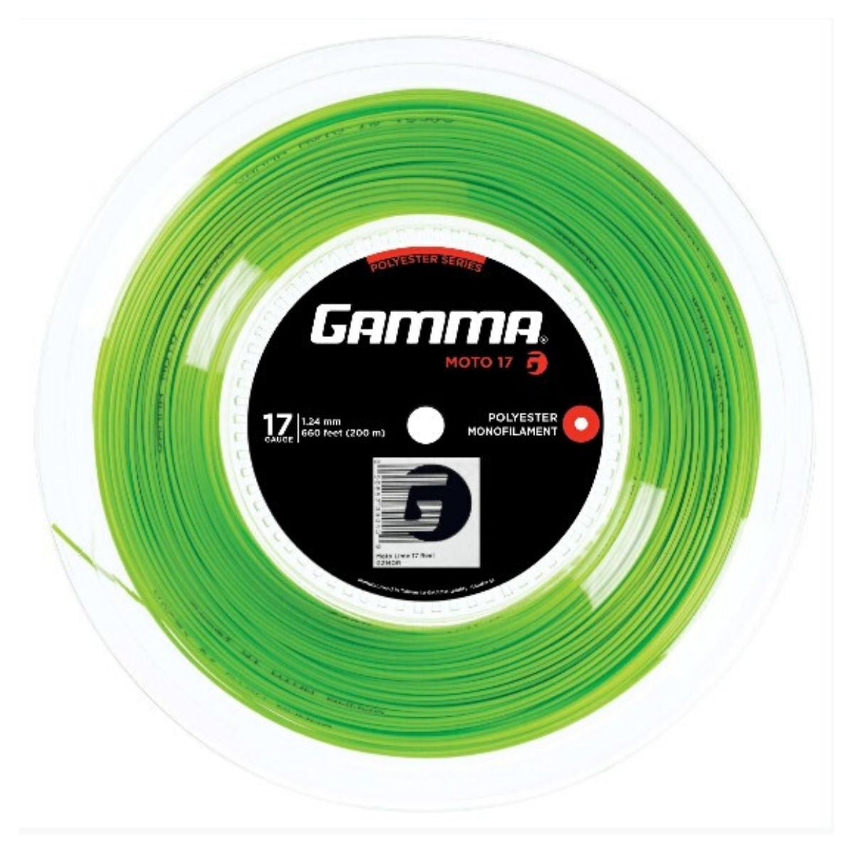 Gamma AMP Moto 17/1.24 Tennis String Reel (Lime) - Premium Tennis String for Durability & Spin - Perfect for Competitive Play & Stringing Machines
