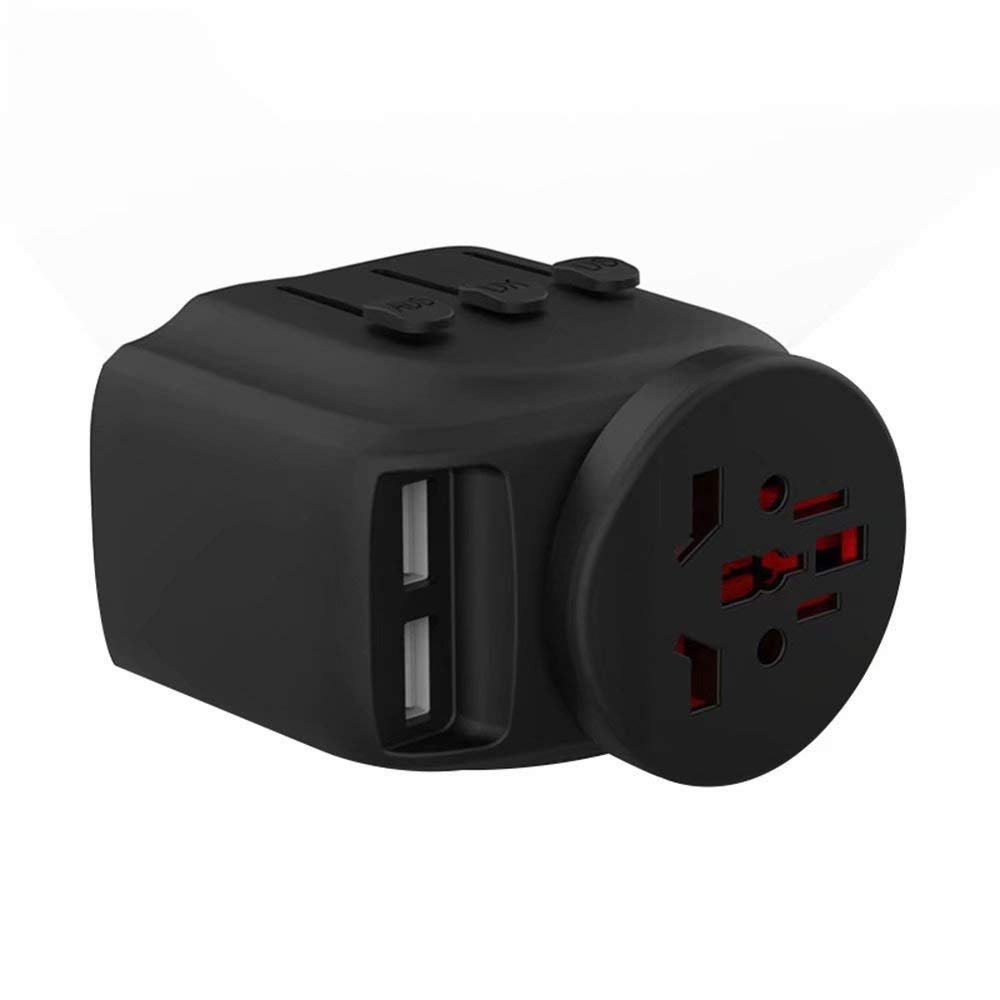 Universal All-in-One Worldwide Travel Adapter with Dual USB Ports - International AC Power Plug Converter for EU, US, UK - Perfect for Cell Phones, Laptops & Devices While Traveling Abroad