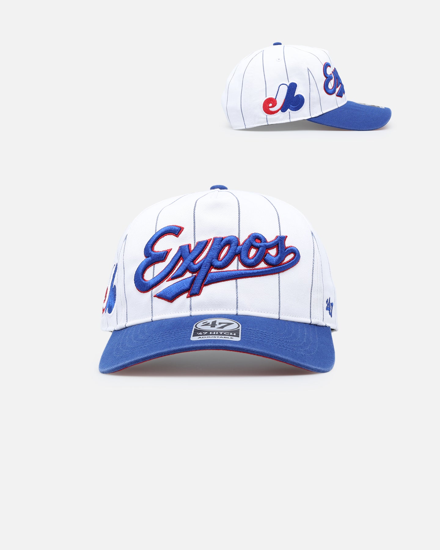 47 Brand Washington Expos 'Double Header Pinstripe' Snapback Hat - Adjustable Hitch Back Closure, White Baseball Cap for Men & Women - Perfect for Sports Games, Casual Outfits and Fan Collections