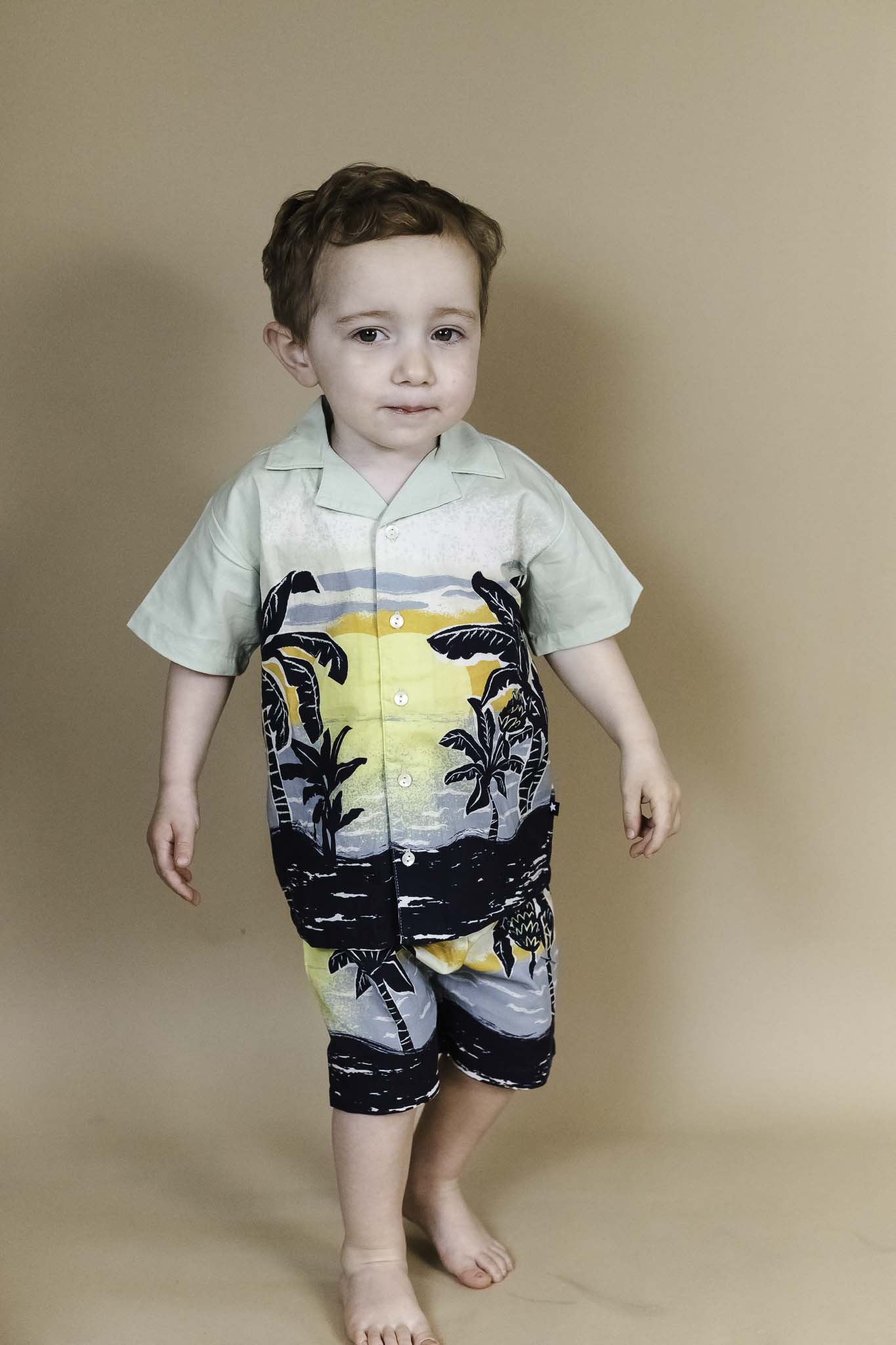 Eyou Babynanas Soft Cotton Palm Print Shirt for Toddler Boys - Comfortable & Stylish for Playdates, Outings, and Family Photos